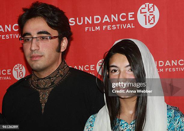 Bilawal Bhutto Zardari and Aseefa Bhutto Zardari attends the "Bhutto" premiere during the 2010 Sundance Film Festival at Temple Theater on January...