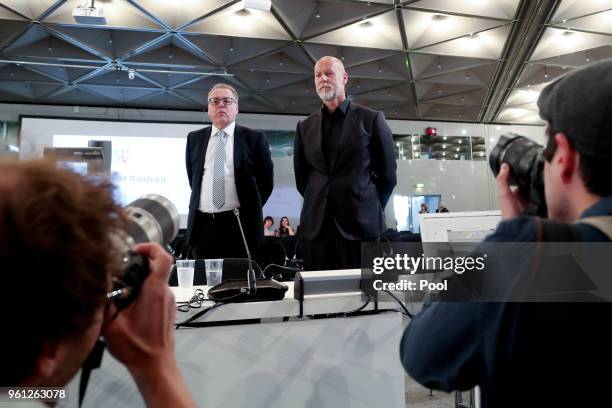 Former Lopavent CEO Rainer Schaller with his lawyer Harald Strassner attends his hearing of the Love Parade trial at the CCD-East on May 22, 2018 in...