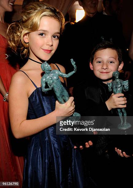 Actress Kiernan Shipka and Actor Jared Gilmore attends the16th Annual Screen Actors Guild Awards cocktail reception held at the Shrine Auditorium on...
