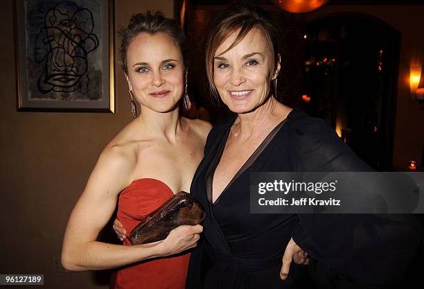 Actress Jessica Lange and Aleksandra Baryshnikov attend the HBO post SAG awards party at Spago on January 23, 2010 in Beverly Hills, California.