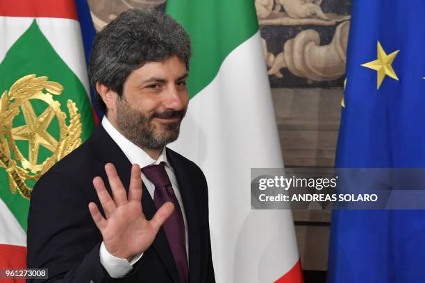 President of the Chamber of Deputies, Roberto Fico, leaves after a meeting with Italian President Sergio Mattarella on May 22, 2018 at the Quirinale...