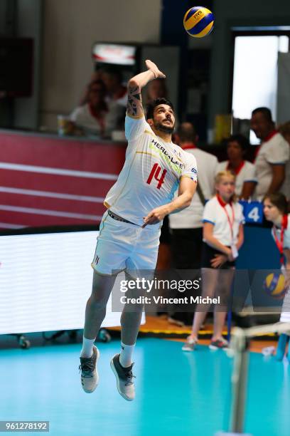 Nicolas Le Goff of France during the Volleyball Men's Nations League match between France and Japan on May 21, 2018 in Caen, France.