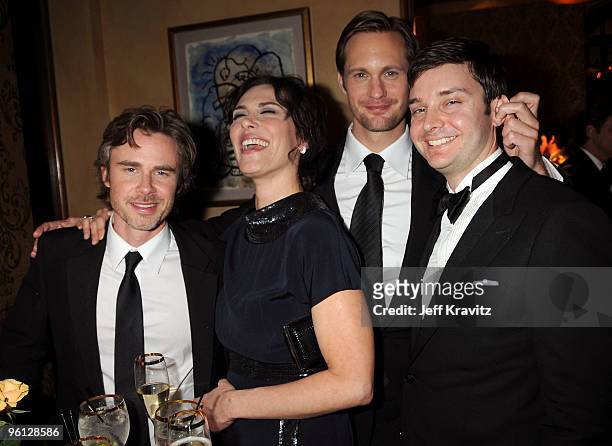 Actors Sam Trammell, Michelle Forbes, Alexander Skarsgard and Michael McMillian attend the HBO post SAG awards party at Spago on January 23, 2010 in...