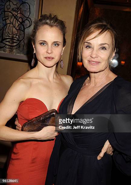 Actress Jessica Lange and Aleksandra Baryshnikov attend the HBO post SAG awards party at Spago on January 23, 2010 in Beverly Hills, California.