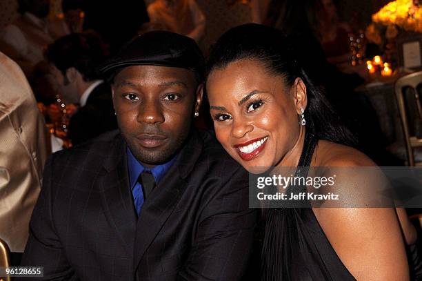 Actors Nelsan Ellis and Tiffany Snow attend the HBO post SAG awards party at Spago on January 23, 2010 in Beverly Hills, California.