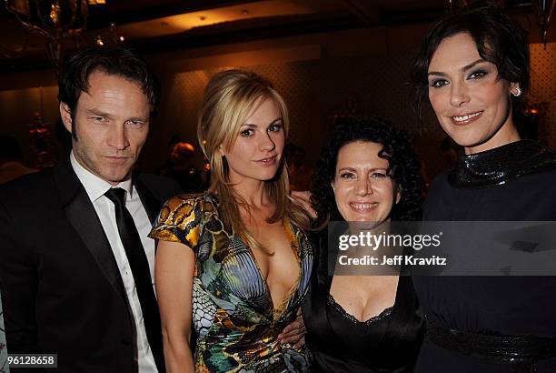 Actors Stephen Moyer, Anna Paquin, Susie Essman and Michelle Forbes attend the HBO post SAG awards party at Spago on January 23, 2010 in Beverly...