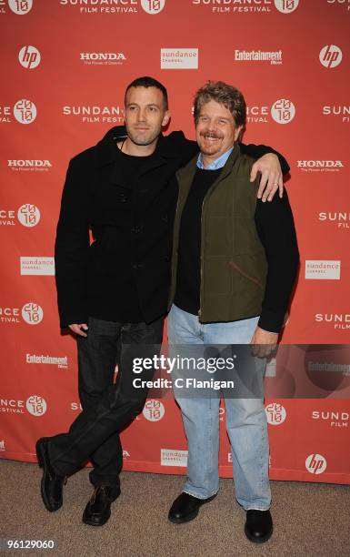 Actor Ben Affleck and Director John Wells attend "The Company Men" Premiere during the 2010 Sundance Film Festival at Eccles Center Theatre on...