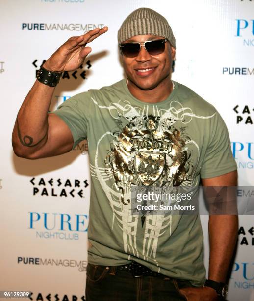 Rapper/actor LL Cool J arrives at the Pure Nightclub at Caesars Palace to host a party for the social networking and record label venture he founded...