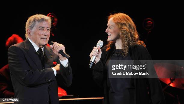 Tony Bennett and his daughter Antonia Bennett perform at the St. George Theatre on January 23, 2010 in the borough of Staten Island in New York City.