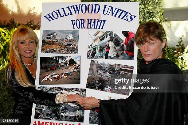 Pamela Bach Hasselhoff and Meg Foster attend the SAG Awards After Party & Charity Benefit For The Victims Of Haiti on January 23, 2010 in Los...