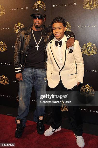 Sean "Diddy" Combs and son Justin Dior Combs attend Justin Dior Combs' 16th birthday party at M2 Ultra Lounge on January 23, 2010 in New York City.