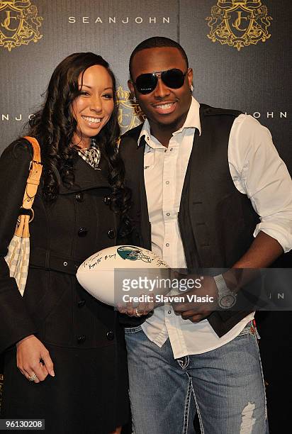 LeSean McCoy and Jules McGuire attends Justin Dior Combs' 16th birthday party at M2 Ultra Lounge on January 23, 2010 in New York City.