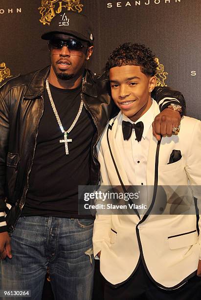 Sean "Diddy" Combs and son Justin Dior Combs attend Justin Dior Combs' 16th birthday party at M2 Ultra Lounge on January 23, 2010 in New York City.