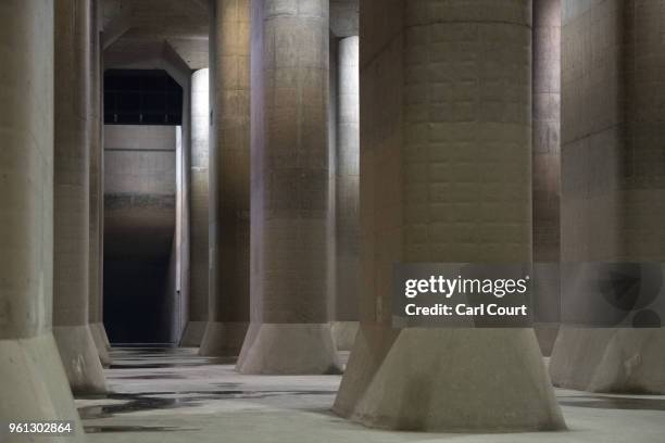 The pressure-adjusting water tank of the Tokyo Metropolitan Area Outer Underground Discharge Channel is pictured on May 22, 2018 in Kasukabe, Japan....