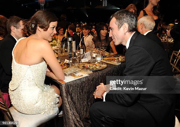 Marion Cotillard and Daniel Day-Lewis attends the TNT/TBS broadcast of the 16th Annual Screen Actors Guild Awards at the Shrine Auditorium on January...