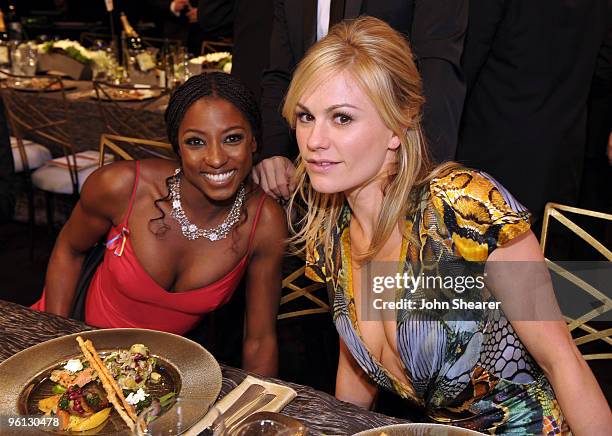 Actresses Anna Paquin and Rutina Wesley attend the TNT/TBS broadcast of the 16th Annual Screen Actors Guild Awards at the Shrine Auditorium on...