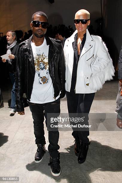 Kanye West and Amber Rose at the Lanvin fashion show during Paris Menswear Fashion Week Autumn/Winter 2010 at Palais De Tokyo on January 24, 2010 in...