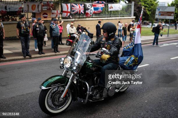 Biker rides past the site of the murder of Fusilier Lee Rigby to mark the fifth anniversary of his death on May 22, 2018 in London, England....