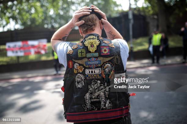 Biker pays his respects at the site of the murder of Fusilier Lee Rigby on the fifth anniversary on May 22, 2018 in London, England. 25-year-old...