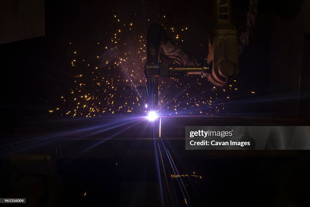Robot welding machinery in industry