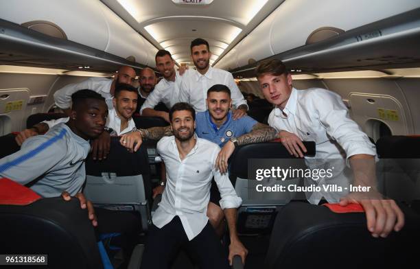 Yann Karamoh, Matias Vecino, Borja Valero, Tommaso Berni, Antonio Candreva, Mauro Icardi, Lisandro Lopez, Daniele Padelli and Andrea Pinamonti of FC...