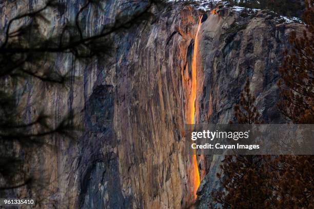 scenic view of horsetail falls at yosemite national park - horsetail falls stock pictures, royalty-free photos & images