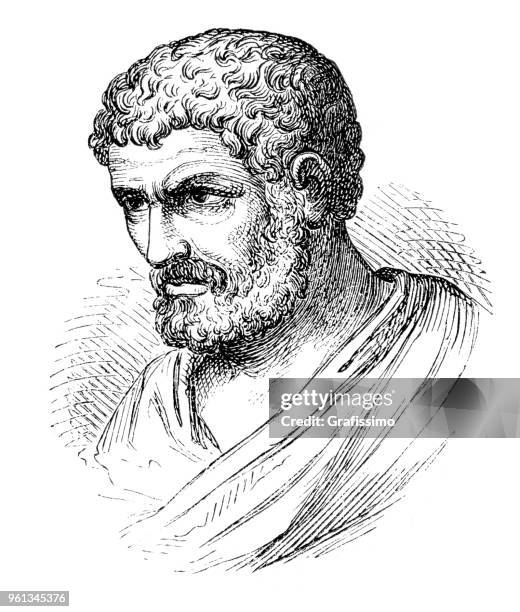 euclid greek mathematician portrait 1880 - euclid stock illustrations