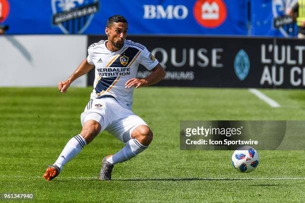 Los Angeles Galaxy midfielder Romain Alessandrini chases the ball during the LA Galaxy versus the Montreal Impact game on May 21 at Stade Saputo in...