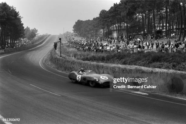 Carroll Shelby, Aston Martin DBR1, 24 Hours of Le Mans, Le Mans, 21 June 1959. Carroll Shelby on the way to victory in the 1959 24 Hours of Le Mans...