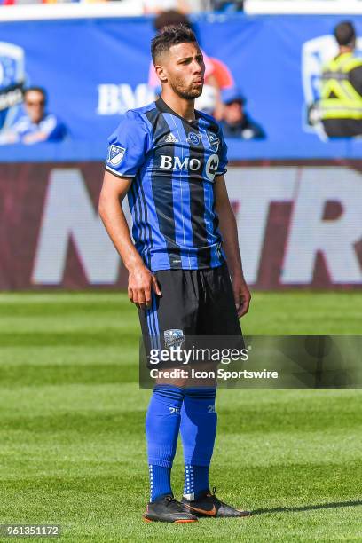 Montreal Impact midfielder Saphir Taider stands on the field during the LA Galaxy versus the Montreal Impact game on May 21 at Stade Saputo in...