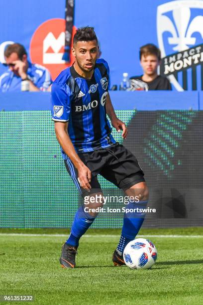 Montreal Impact midfielder Saphir Taider runs in control of the ball during the LA Galaxy versus the Montreal Impact game on May 21 at Stade Saputo...