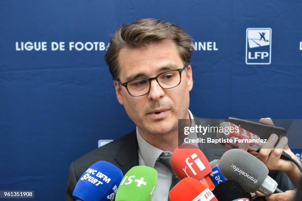 Sebastien Deneux president of the Disciplinary Committee during the LFP Disciplinary Committee after the incidents during the match Ajaccio and Le...