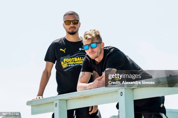 Jeremy Toljan and Maximilian Philipp of Borussia Dortmund at the Venice Beach during Borussia Dortmund's USA Training Camp in the United States on...