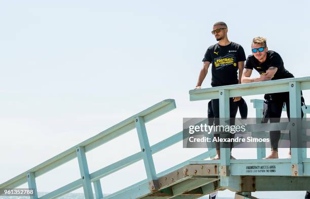 Jeremy Toljan and Maximilian Philipp of Borussia Dortmund at the Venice Beach during Borussia Dortmund's USA Training Camp in the United States on...