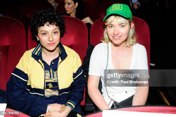 Alia Shawkat and Imogen Poots attend The Cinema Society With Nissan & FIJI Water Host A Screening Of "Solo: A Star Wars Story" at SVA Theatre on May...