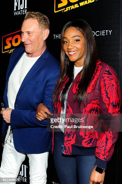 Hal Rubinstein and Tiffany Haddish attend The Cinema Society With Nissan & FIJI Water Host A Screening Of "Solo: A Star Wars Story" at SVA Theatre on...