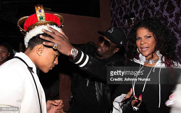 Justin Dior Combs, Sean "Diddy" Combs and Misa Hilton attend Justin Dior Comb's 16th birthday party at M2 Ultra Lounge on January 23, 2010 in New...