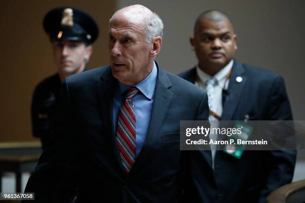 Director of National Intelligence Dan Coats departs a meeting on Capitol Hill on May 22, 2018 in Washington, DC. Leaders of the intelligence and law...