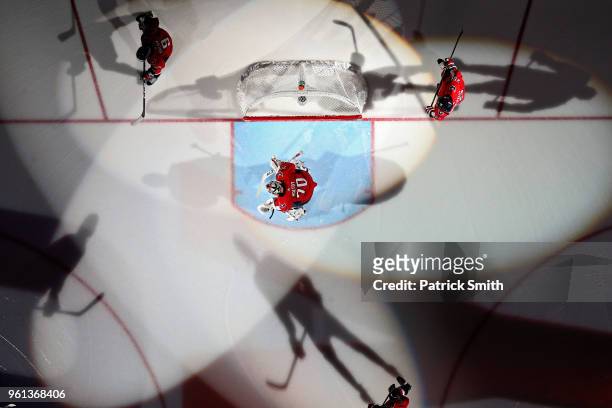 Braden Holtby of the Washington Capitals is introduced before playing against the Tampa Bay Lightning in Game Six of the Eastern Conference Finals...