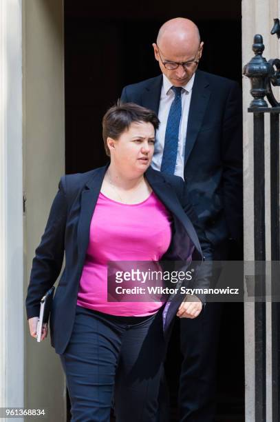 Leader of the Scottish Conservatives Ruth Davidson leaves after a Cabinet meeting at 10 Downing Street in central London. May 22, 2018 in London,...