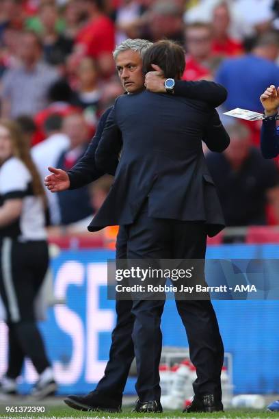 Jose Mourinho the head coach / manager of Manchester United and Antonio Conte head coach / manager of Chelsea at full time during The Emirates FA Cup...