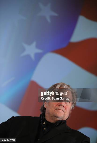 Steve Bannon, former White House Chief Strategist to U.S. President Donald Trump, attends a debate with Lanny Davis, former special counsel to Bill...