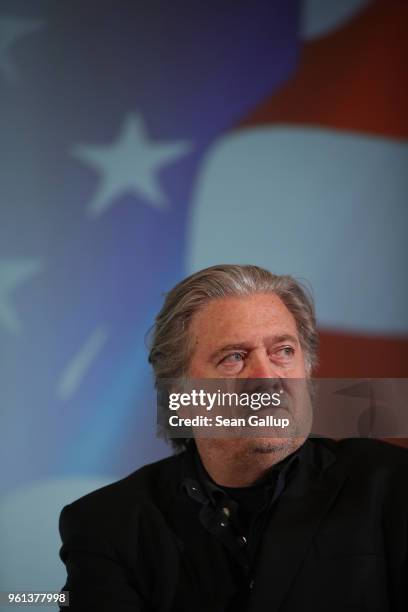 Steve Bannon, former White House Chief Strategist to U.S. President Donald Trump, attends a debate with Lanny Davis, former special counsel to Bill...