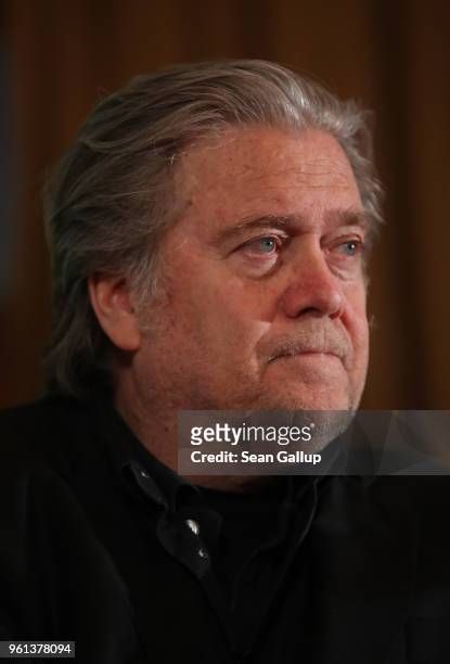 Steve Bannon, former White House Chief Strategist to U.S. President Donald Trump, attends a debate with Lanny Davis, former special counsel to Bill...