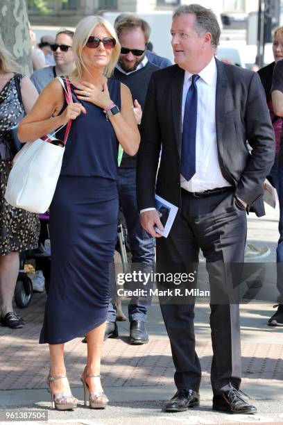 Gaby Roslin and Piers Morgan attending the funeral of Dale Winton at the Old Church No1 Marylebone road on May 22, 2018 in London, England.