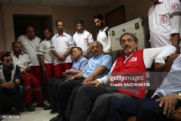 Francesco Rocca , the President of the International Federation of Red Cross and Red Crescent Societies, meets with the ambulance drivers of the...