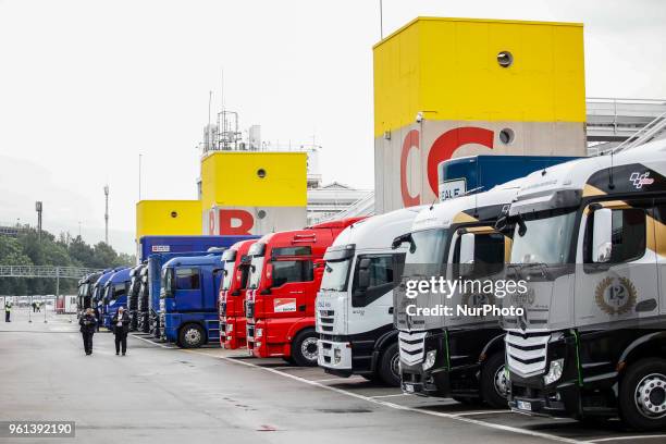 Paddock ambient during the Moto GP Tests at Circuit de Barcelona - Catalunya due to the new resurfaced of the asphalt and the new track configuration...