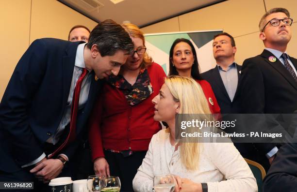 Minister for Health Simon Harris speaks with Senator Lynn Ruane at an event organised by Women's Health in Ireland inviting all Oireachtas members...