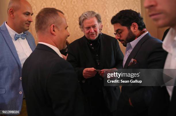 Steve Bannon , former White House Chief Strategist to U.S. President Donald Trump, prepares to depart after participating in a debate with Lanny...