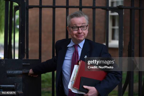 Britain's Environment, Food and Rural Affairs Secretary Michael Gove leaves 10 Downing Street after attending the weekly Cabinet meeting, London on...